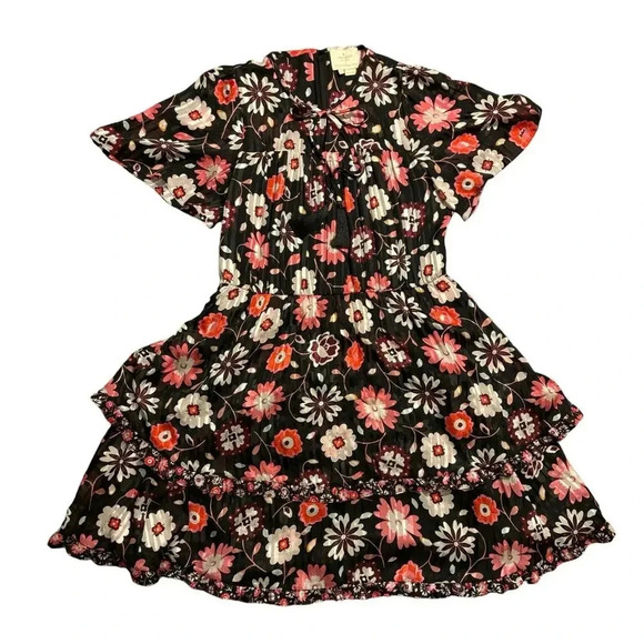 NWT Kate Spade New York Casa Flora Flutter Sleeve Dress Size 10 Tiered Skirt - Picture 4 of 8